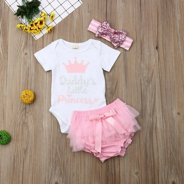 Newborn Baby Girl Summer Clothes Daddy's Princess Romper Jumpsuit 3PCS Outfits Newborn Baby Girl Summer Clothes Daddy's Princess Romper Jumpsuit 3PCS Outfits